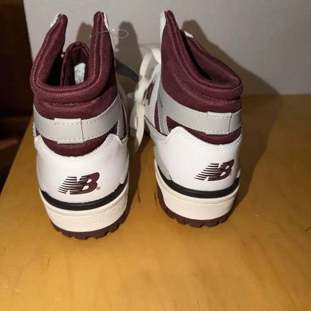 NEW BALANCE 650R MENS SIZE 13 WHITE BURGUNDY GRAY HIGH TOP COURT SNEAKER NEW